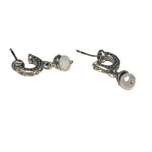 Brighton collectibles earrings silver hoops pink quartz